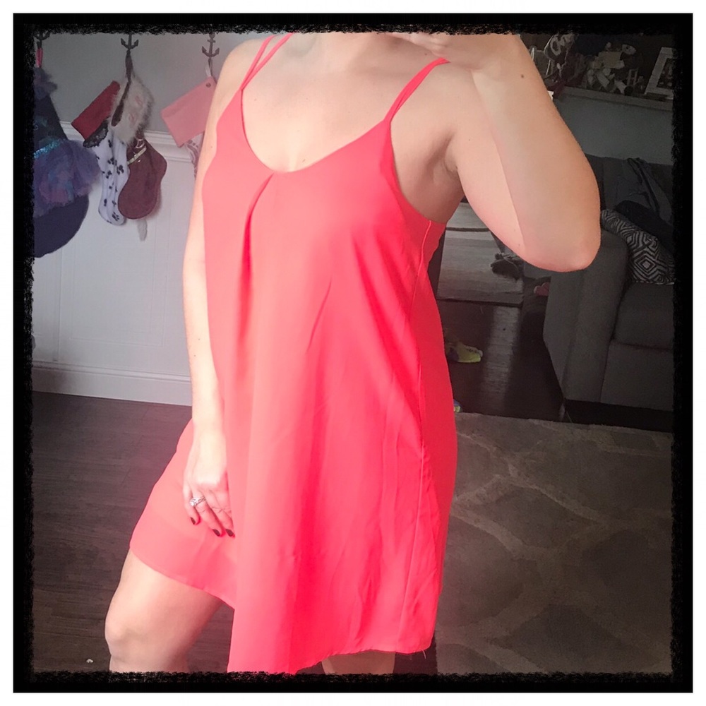 Coral strappy back dress size Small